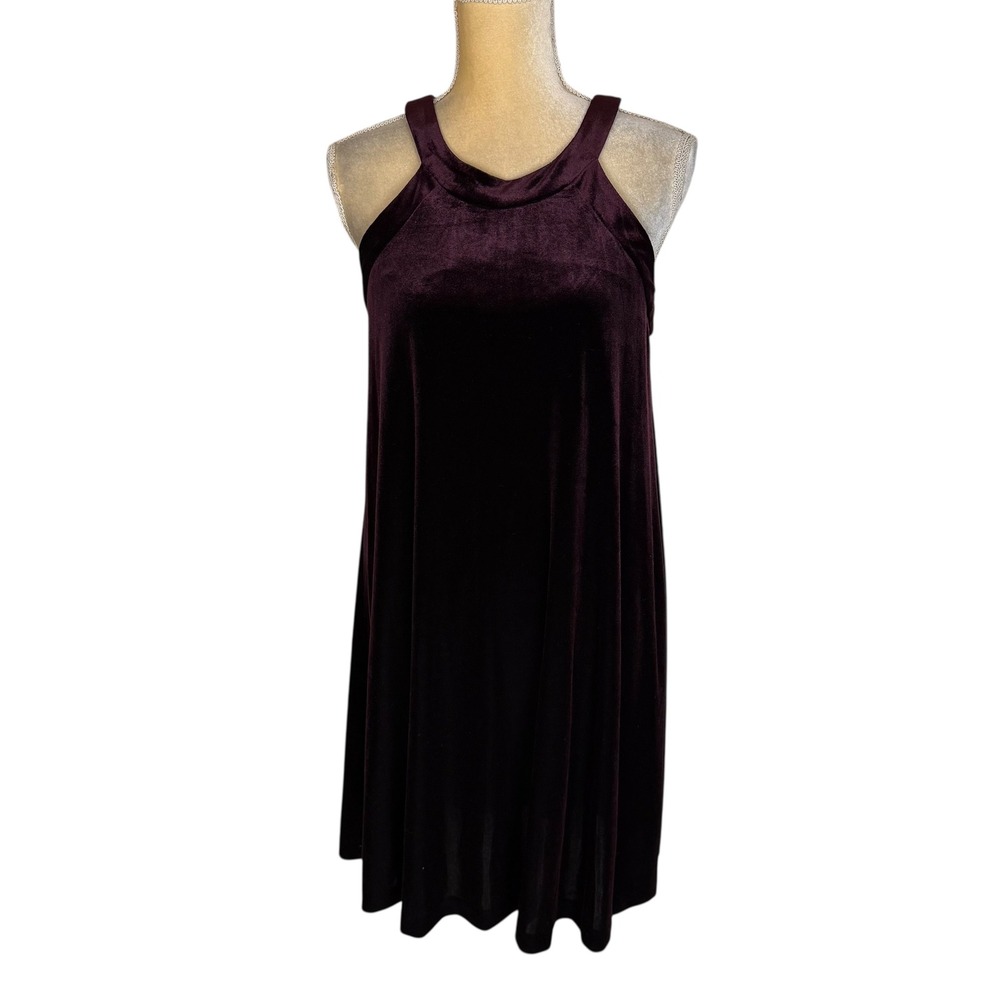 Betsey Johnson Velvet Halter Dress Plum Burgundy A-Line Size‎ 8 Party Event